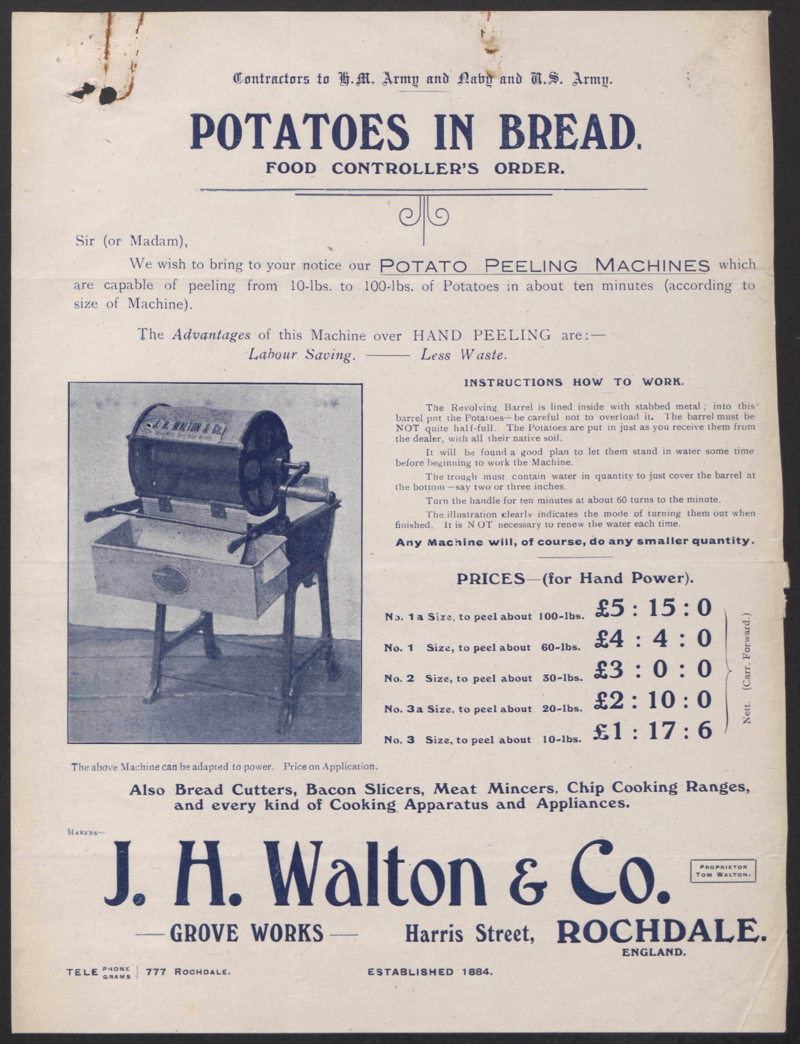 J.H. Walton & Co. Potato Peeling Machine © Images including crown copyright images reproduced by courtesy of The National Archives, London, England. www.nationalarchives.gov.uk